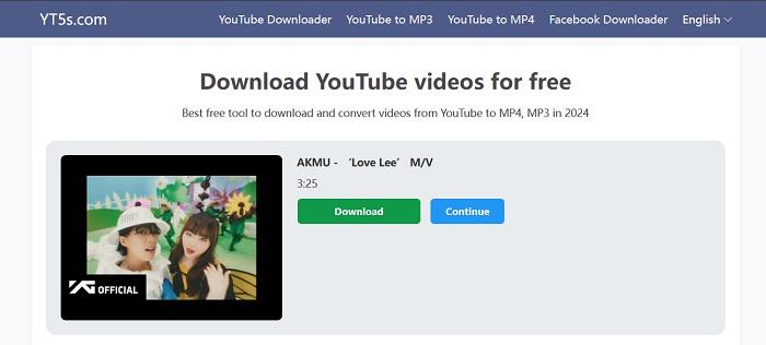 Converteer YouTube-video naar MP3 met YT5s