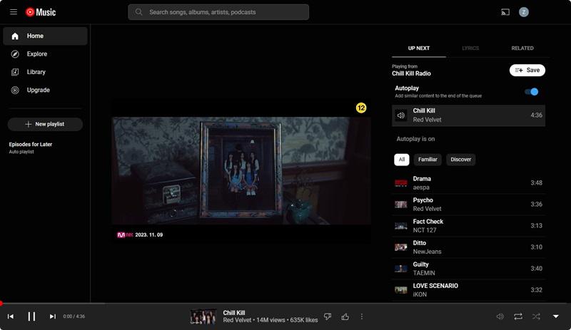 YouTube Music でミュージック ビデオを再生する