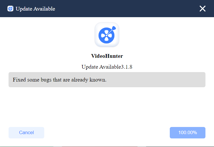 VideoHunter Update Window
