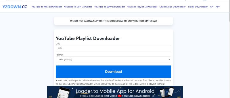 Y2Down Download YouTube-afspeellijst
