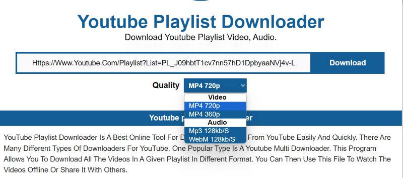 YouTube Playlist Downloader Online
